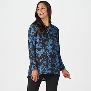 Susan Graver Printed Lurex Sweater Knit Top